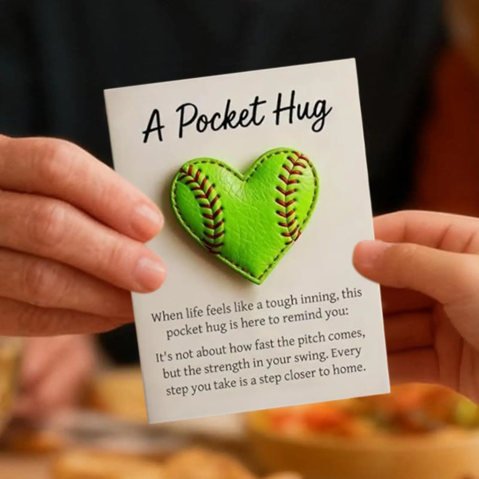 Pocket Softball Carte motivazionali di incoraggiamento di softball a forma di cuore per uomini fidanzati donne collezionisti di Natale amico adulti