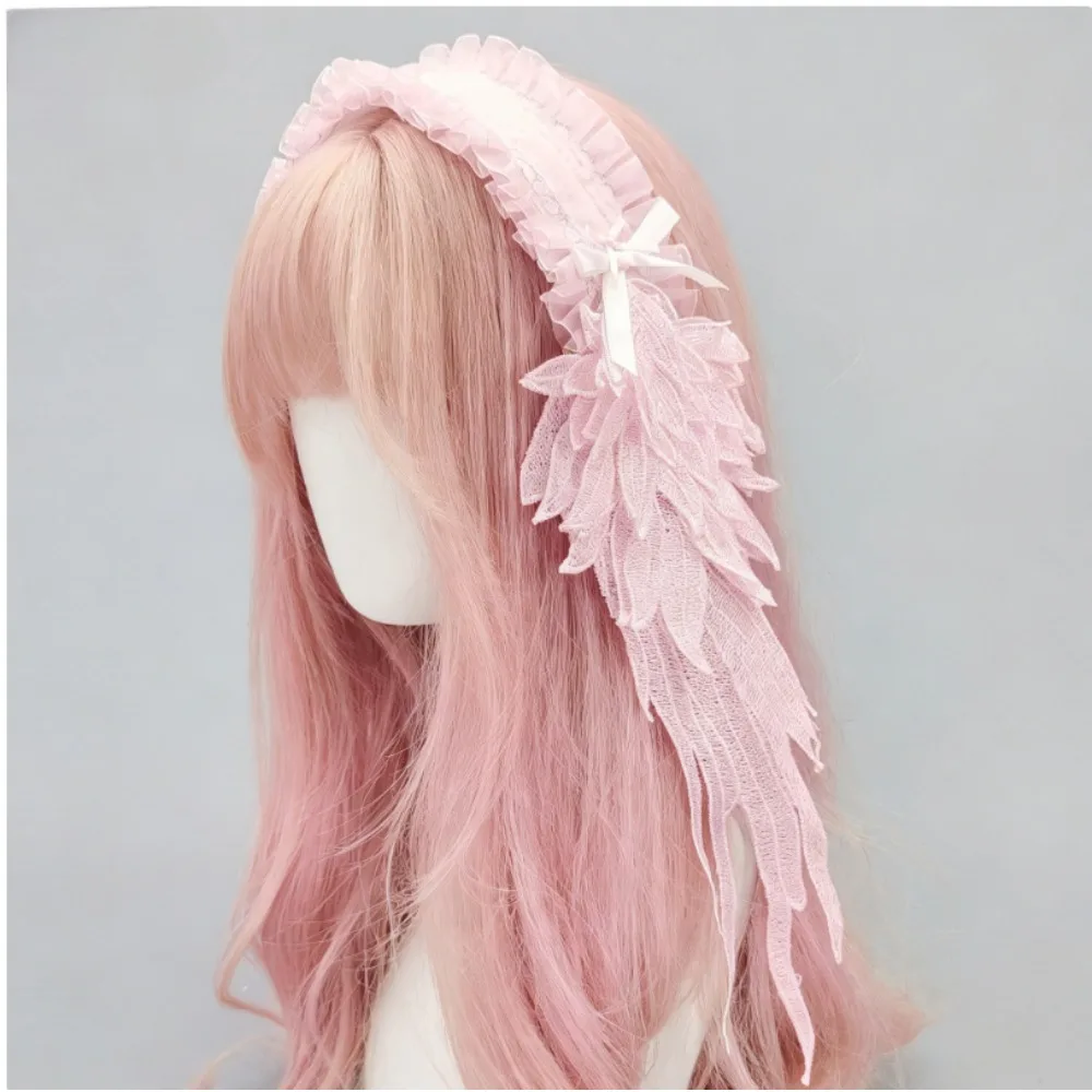 

Готическая повязка на голову в стиле Лолита с крыльями ангела – головной убор с кружевной отделкой для женщин, для Хэллоуина и в стиле Лолита.