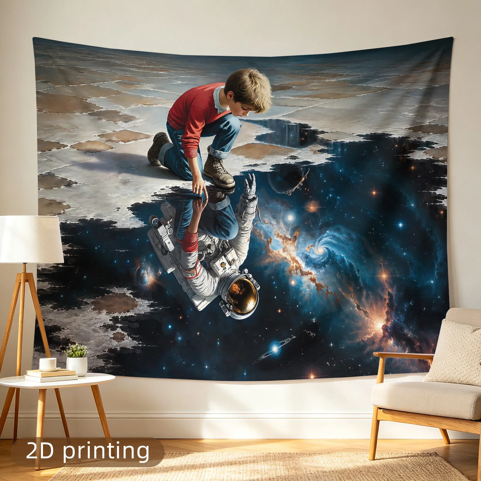 Cosmic Adventure Boy Astronaut Space Galaxy Tapestry Wall Decor Kids Sci Fi Room Poster Hanging Artwork for Nursery Home Gift