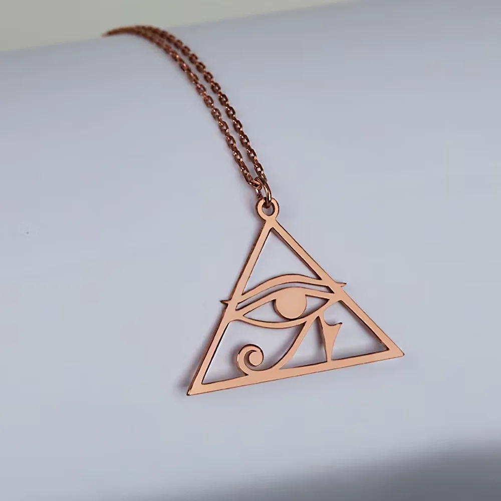 Women's Necklaces Gold Color Evil Eye Triangle Shape Pendant Necklace Hollow Out Craft Stainless Steel Jewelry Unique Gifts