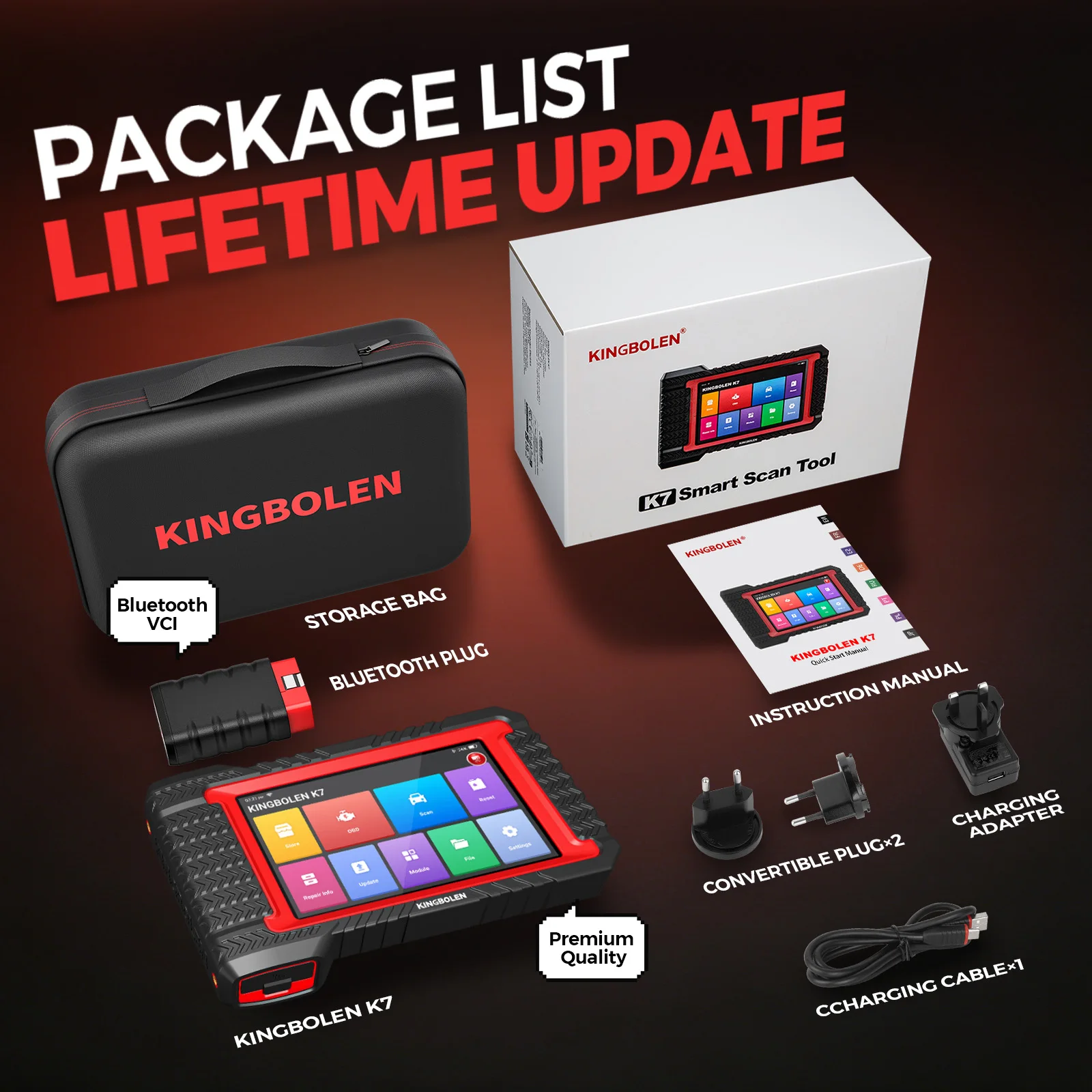 [Lebenslange kostenlose Updates KINGBOLEN K7 CANFD Global Version] 7-Zoll-Diagnosegerät für erweiterte Steuergerätecodierung, aktiver Test, 28 Resets, deutsche Fahrzeuge, automatische VIN-Prüfung,