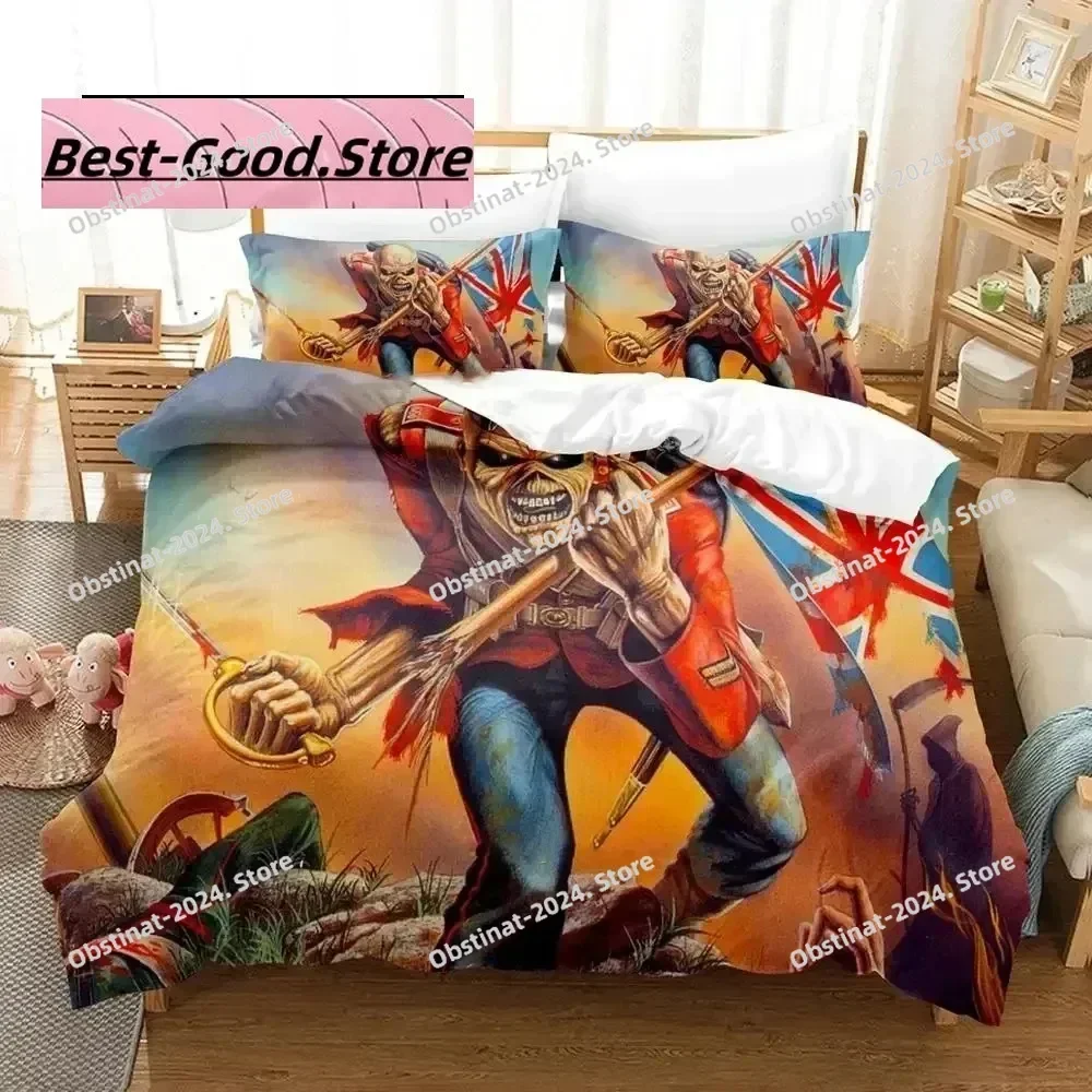 Iron Heavy Metal Maidens 3D Printing Comforter Bedding Set,Duvet Cover Quilt Cover Pillowcase,King Queen Size Bedding Set Kid
