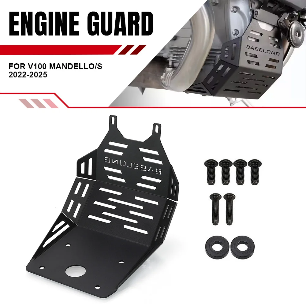 

Motorcycle Under Engine Cover Skid Plate Bash Frame Guard Protection V100 S For Moto Guzzi V100 Mandello/S 2022 2023 2024 2025