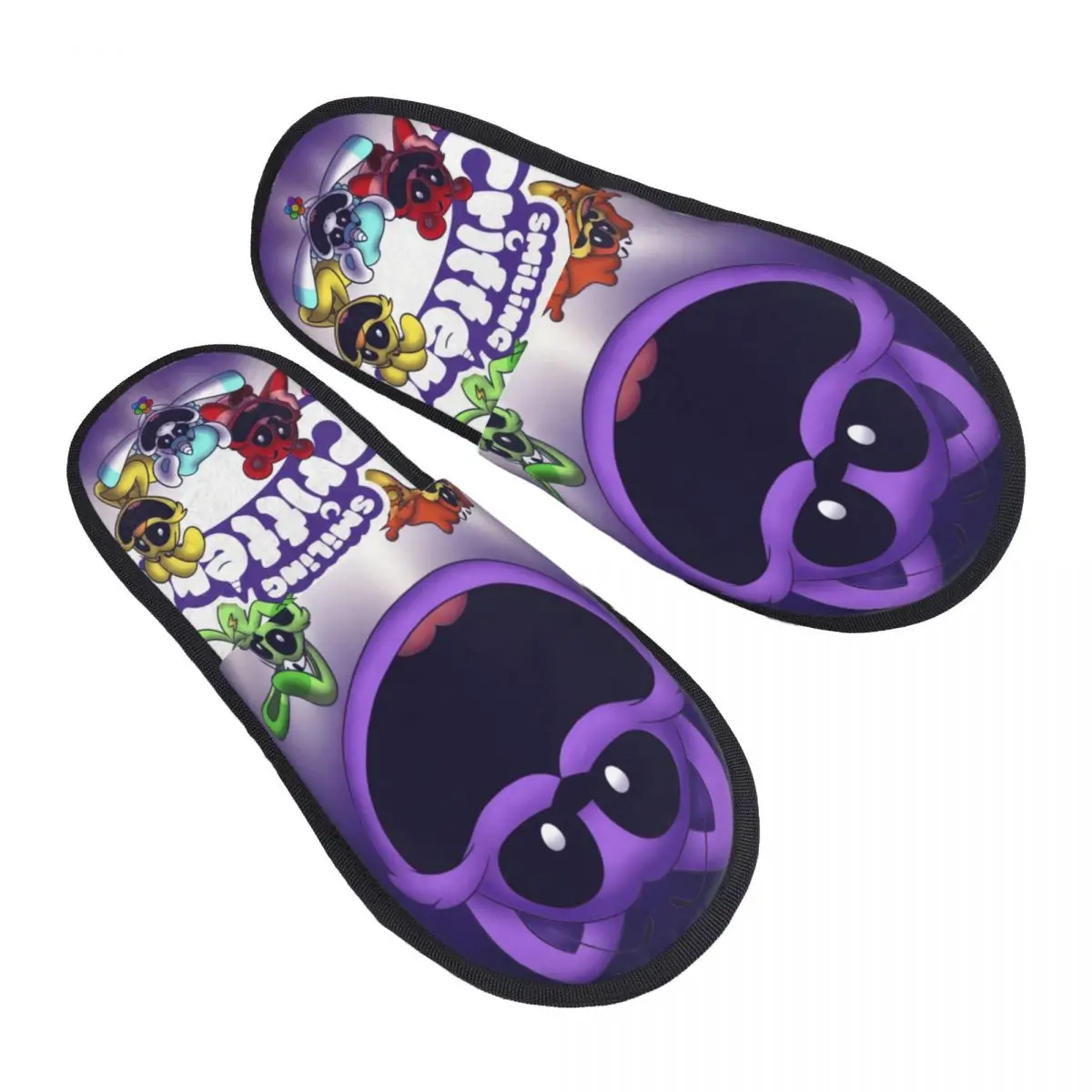 Custom Smilings Critters Logo Game Cartoon House Slippers Women Soft Memory Foam Slip On Spa Slipper Shoes