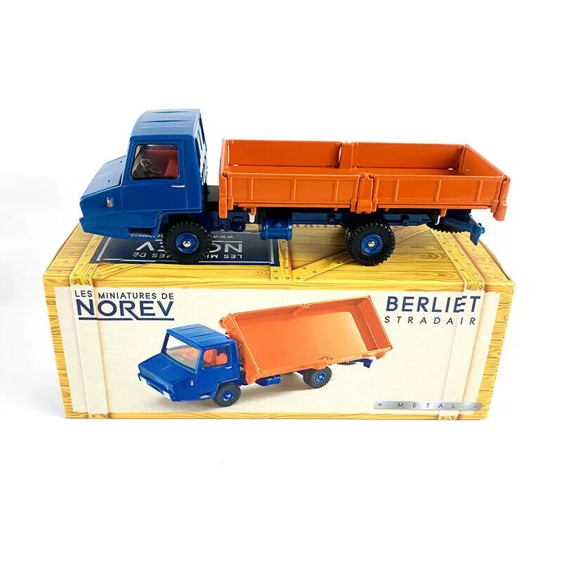 Car Model For Collection Berliet Stradair Benne Basculante Laterale Orange & Blue 1/43 Model CL6921 NOREV