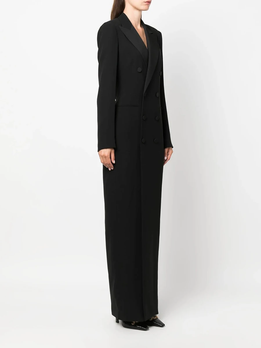 TWOTWINSTYLE الصلبة تقسم مزدوجة الصدر بليزرات طويلة للنساء التلبيب طويلة الأكمام تونك الحد الأدنى السترة الملابس النسائية جديد