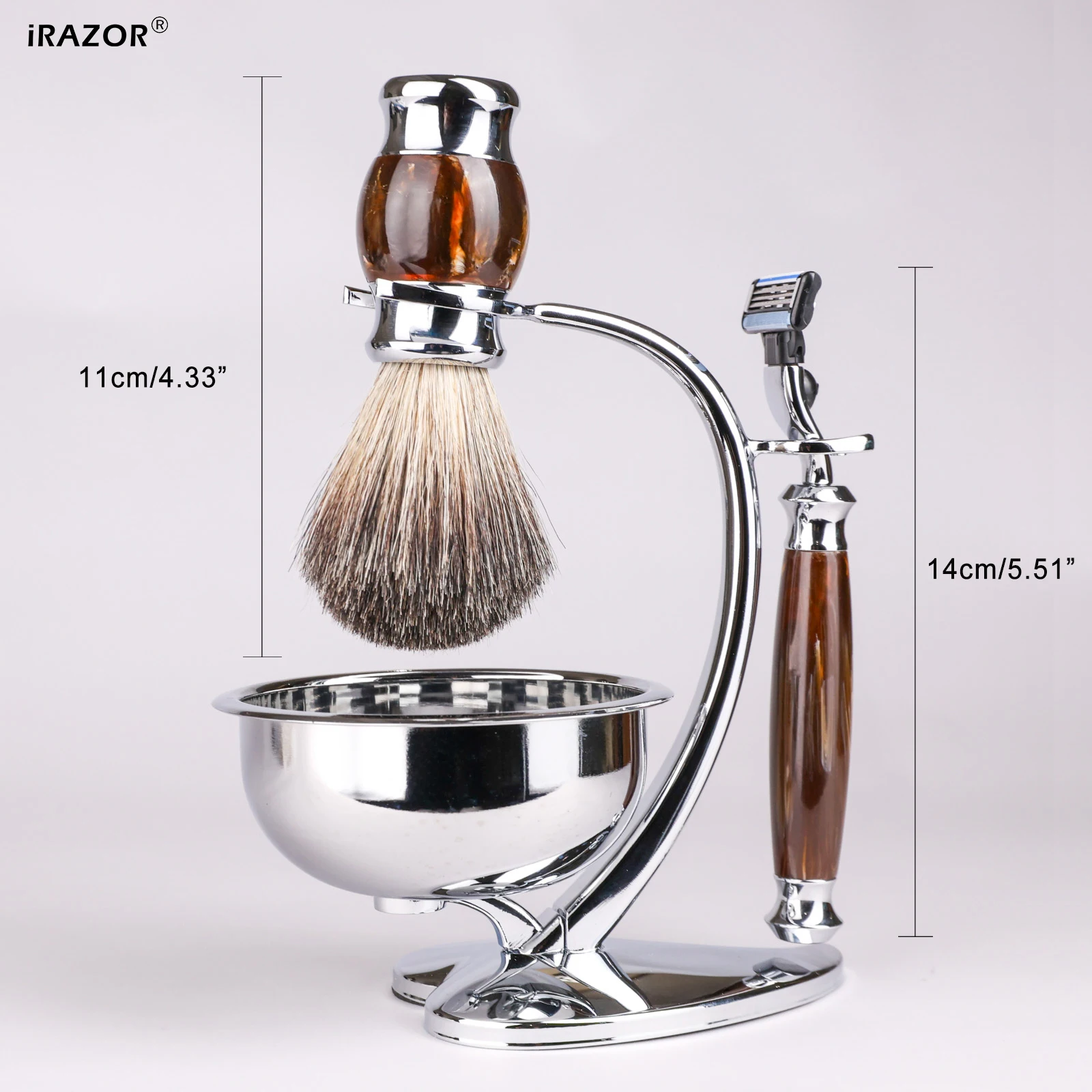 طقم حلاقة رجالي فاخر 4 في 1 من iRAZOR مع حامل وعاء الصابون المغناطيسي وفرشاة الغرير - مجموعة هدايا أدوات العناية بالعيد الميلاد #4