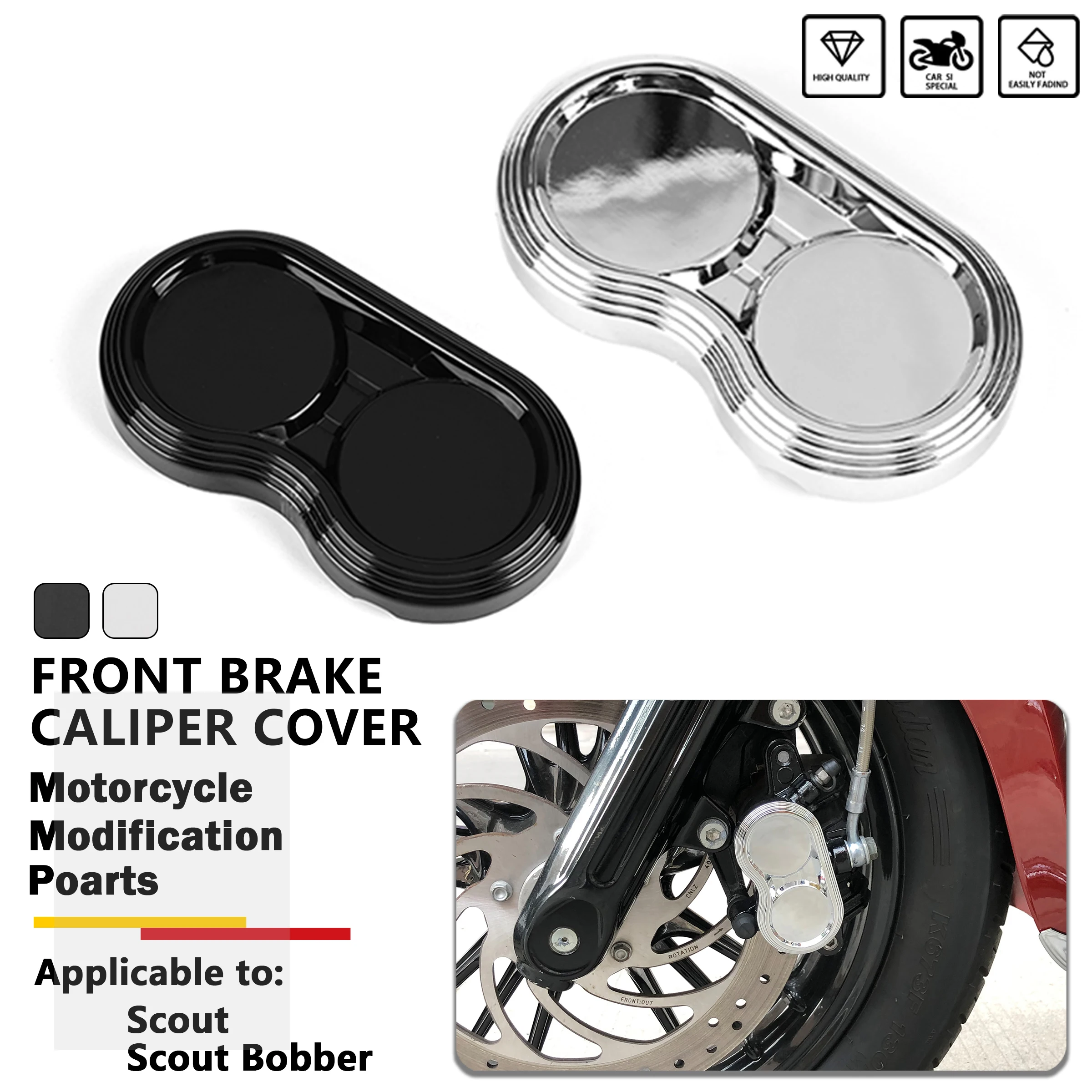 Cubierta Decorativa para Caliper de Motocicleta Indian Scout Bobber Sixty 2015-2023, Adorno Cromado para Caliper de Freno Delantero, Accesorios Decorativos