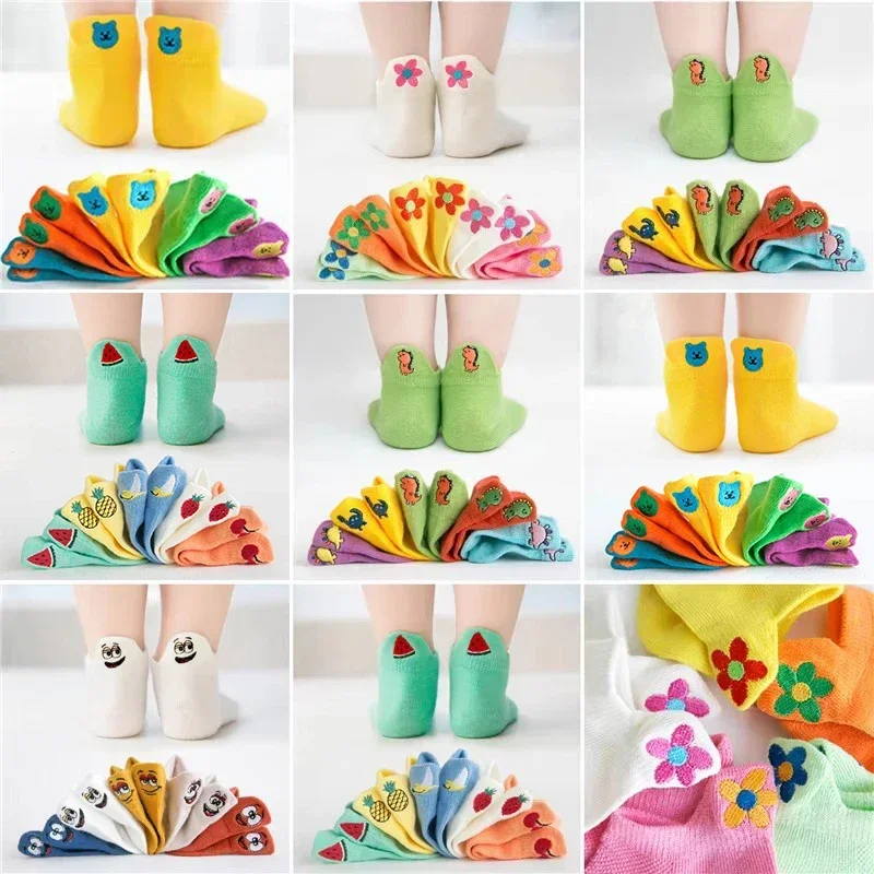 5 Paare/paket Kinder Socken Lustige Teenager Dinosaurier Glücklich Baumwolle Socken Jungen Kind Socke Mesh Mädchen Candy Bow Kleinkind Crew Socken