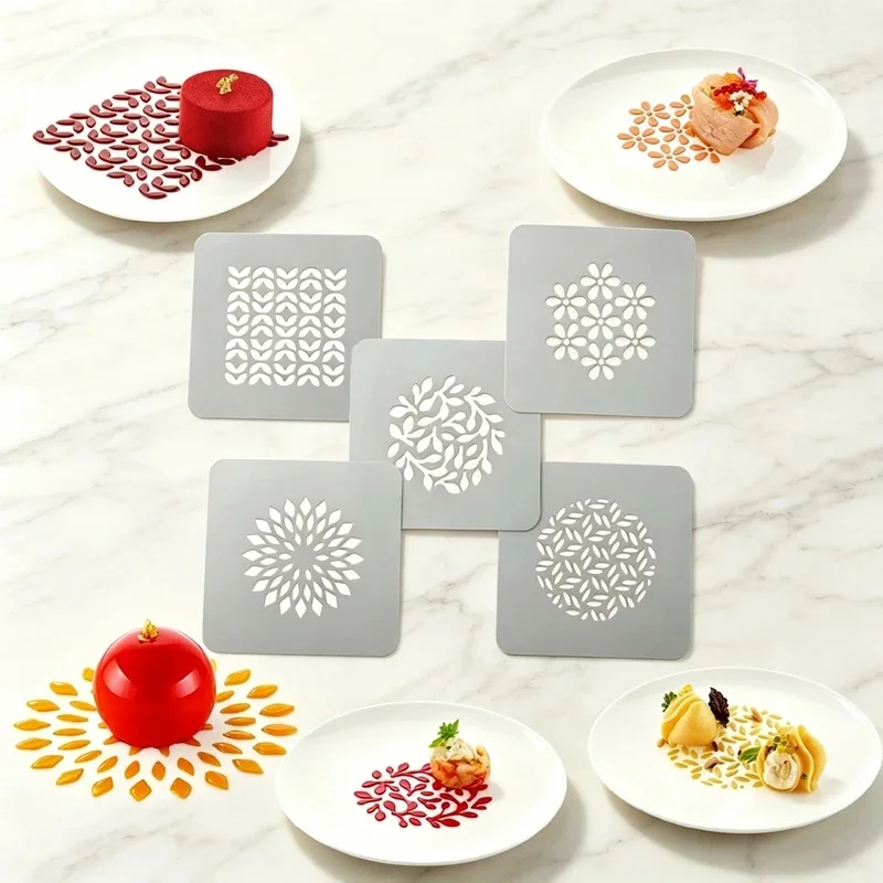 Silicone Dessert Decorating Stencil, Hollow Pattern Template for Cake Plating, Mousse Garnishes and Creative Sauce Designs