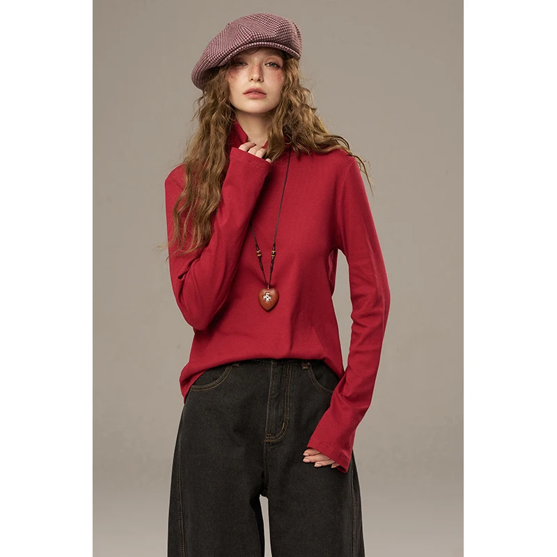 ELFSACK 2025 الشتاء الوافدين الجدد الصلبة الياقة المدورة طويلة الأكمام سترة متماسكة للمرأة #3