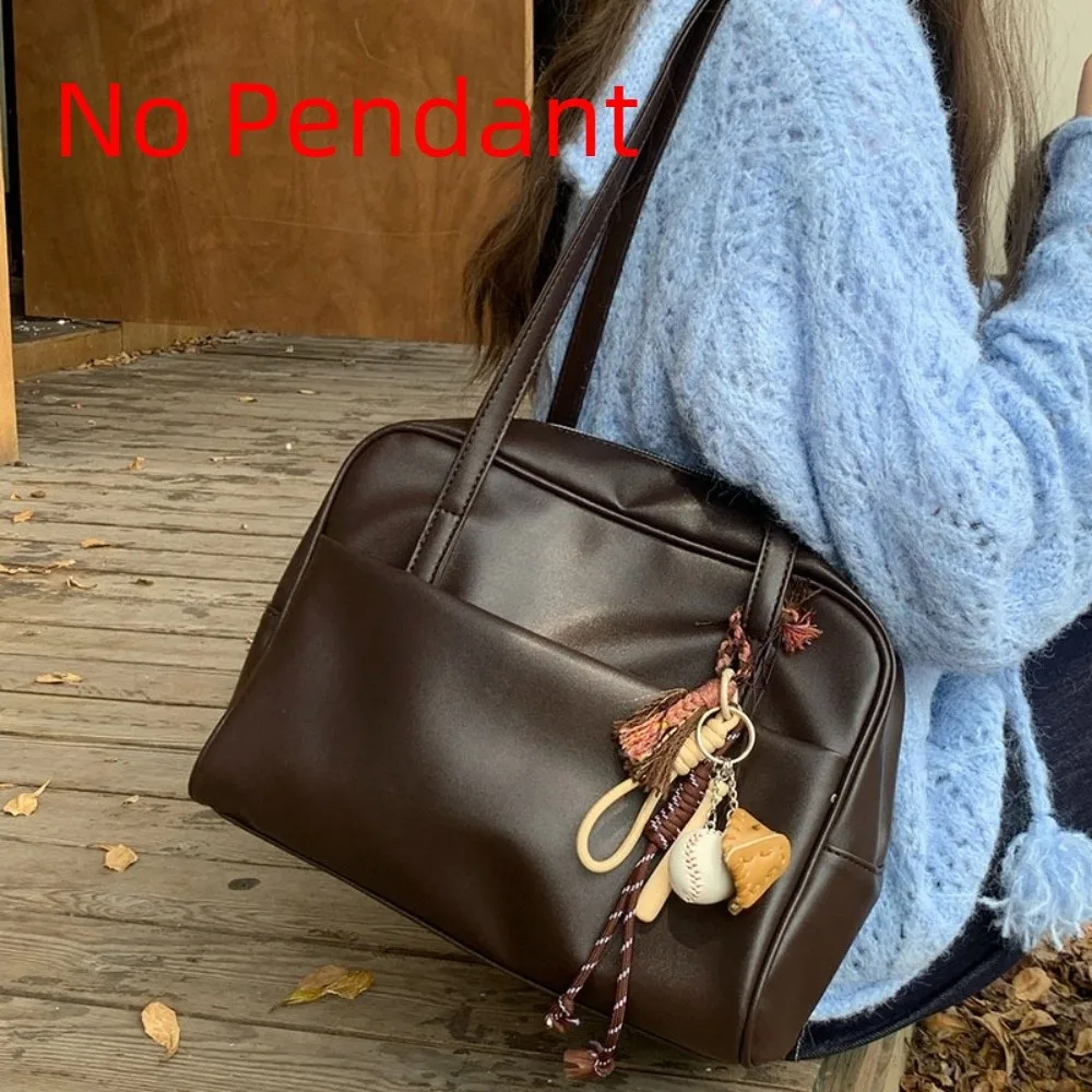 

Vintage French Style Bowling Bag Large Capacity PU Leather Boston Shoulder Bag Elegant Casual Women Handbags Armpit Bag