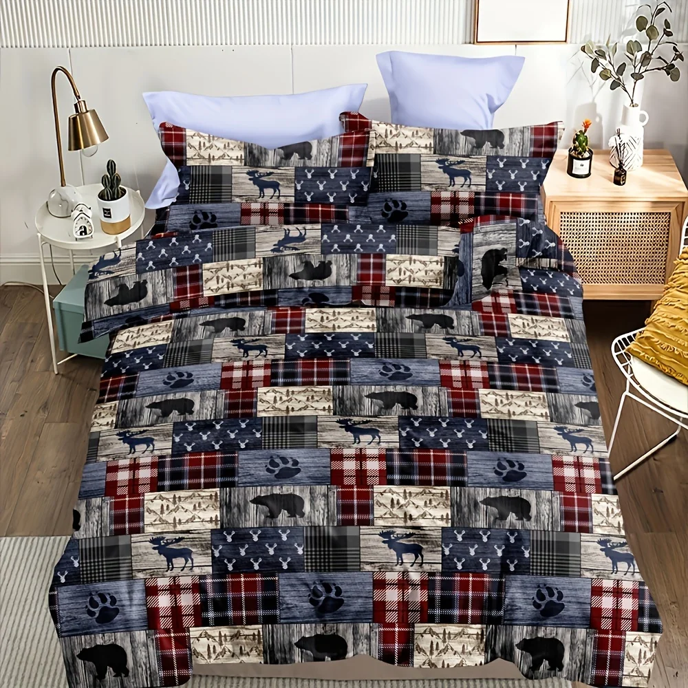 Rustic Print Bedding Set Soft Comfortable Duvet Cover For Bedroom Guest Room (1*Duvet Cover + 2*Pillowcases Without Core)