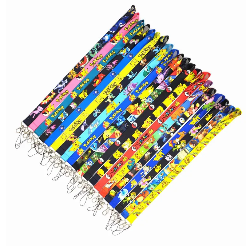 10Pcs Potdemiel Pikachu Mobile Phone Lanyard For ID Card Gym USB Badge Holder Car Key Cartoon Neck Wrist Band Anti-lost Strap