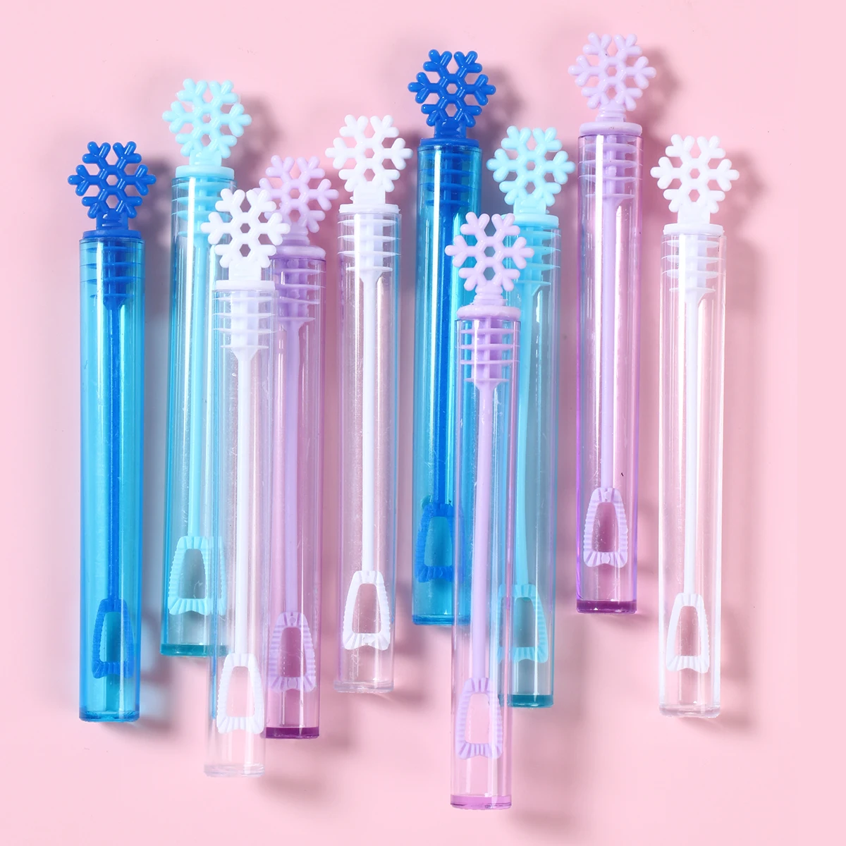Snowflake Bubble Tube Toy Crown Bow Wand Tube Including Soap Water Baby Shower Wedding Birthday Party Decor Christmas Gift