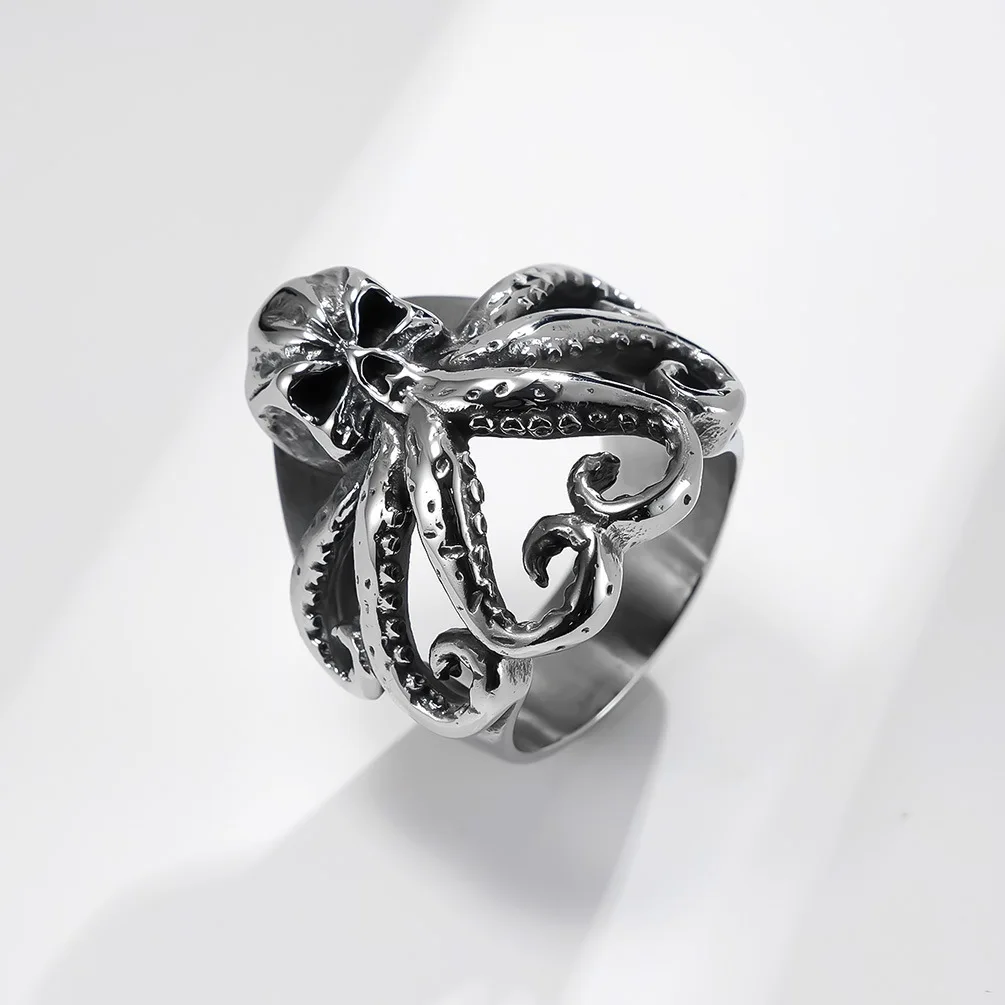 Gothic Stainless Steel Octopus Ring Vintage geometry Kraken Ring Party gifts Animal Jewelry wholesale