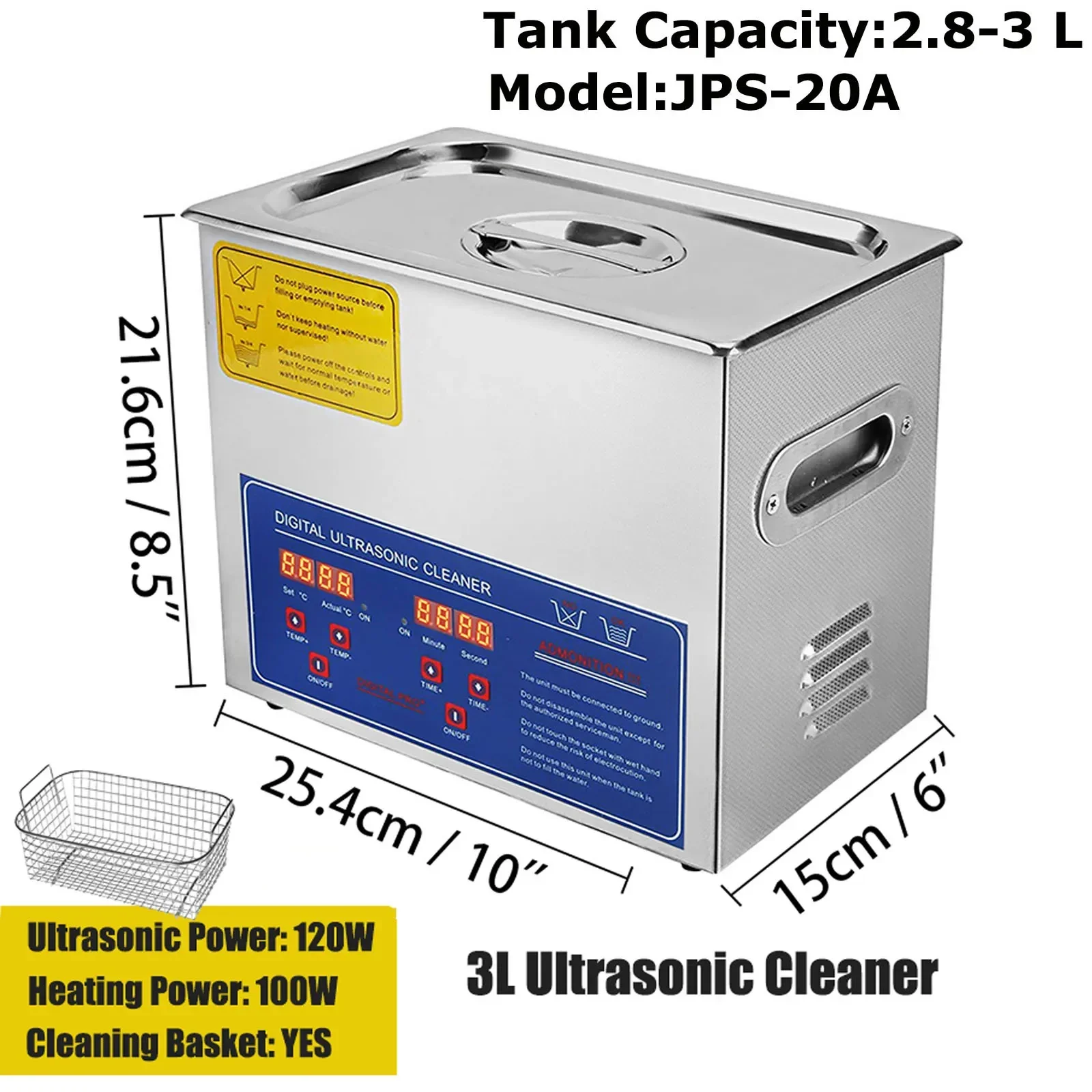 Vevor Ultrasonic Cleaner 3L 120W 3