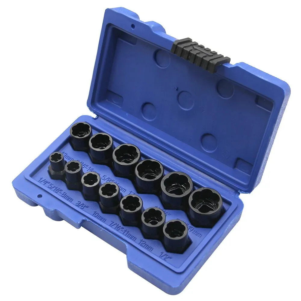 13pc Damaged Nut Extractor Bolt Screw Tire Slip Tooth Screw Hexagonal Dismantling Sleeve Extension Tool Set