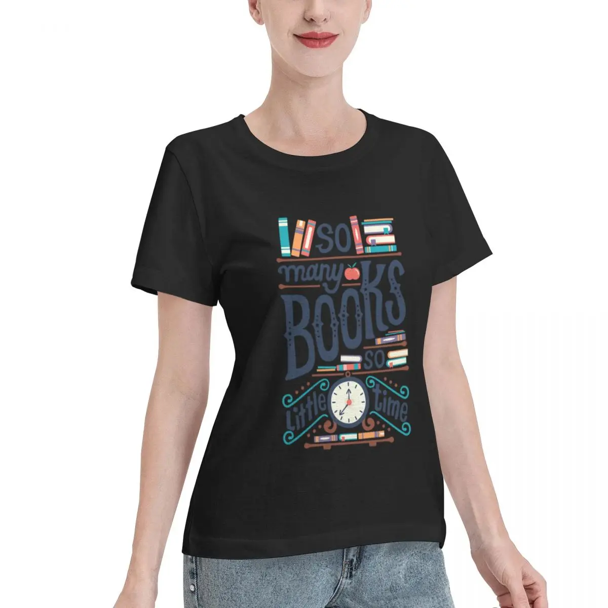 Affordable So Many Books So Little Time Women's T-shirt Lounge Wear Crew Neck T-Shirt