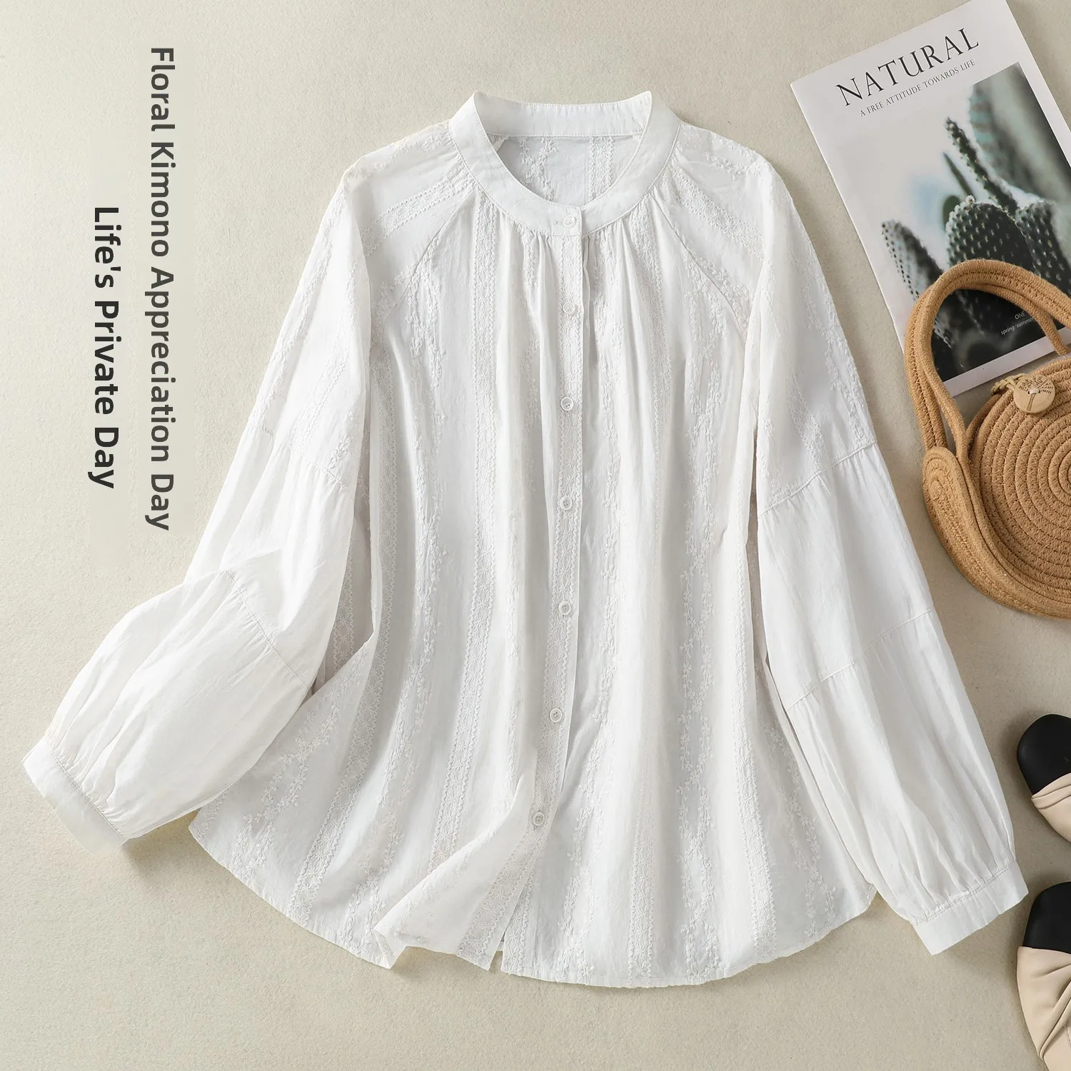 

Large Size Embroidered Cotton Shirt Spring Summer Casual Fashion Women's All Cotton Blouse Sweet Leisure Top for Women