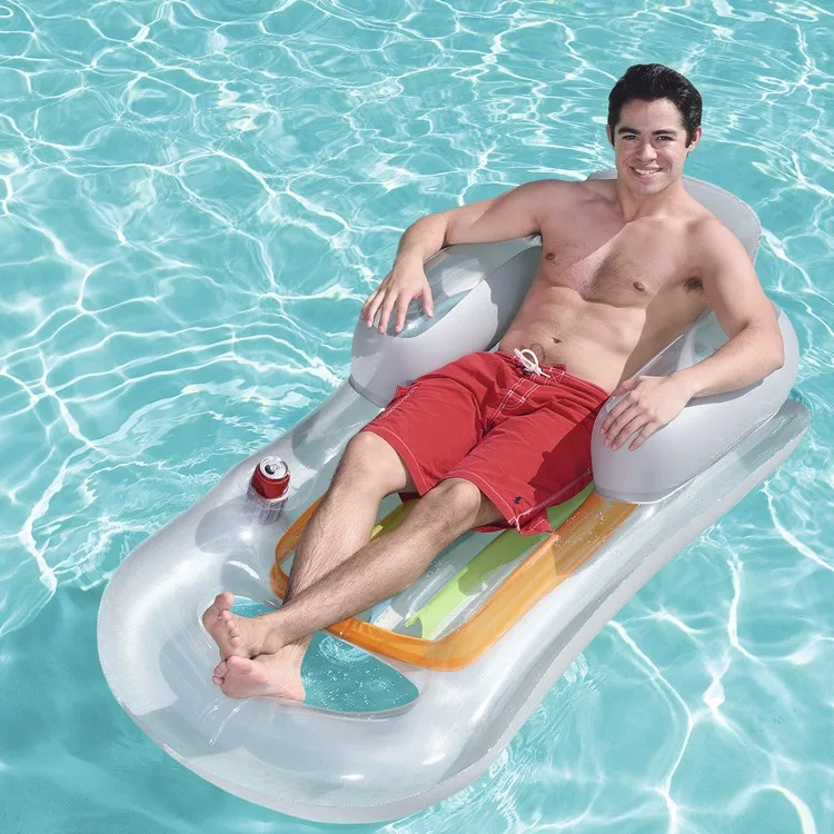 Pool-Floße, aufblasbar, zum Spielen, Wasserspaß, zusammenklappbar, PVC-Sofa, aufblasen, Lounge-Stuhl, schwimmend, Sommer, Schwimmen, Strand am Meer, 161 cm