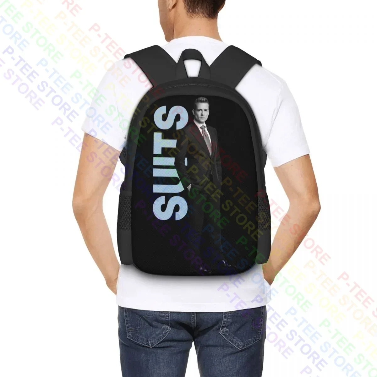 حقيبة ظهر Harvey Specter Suit StandingBackpack حقيبة مدرسية عصرية ذات سعة كبيرة #5