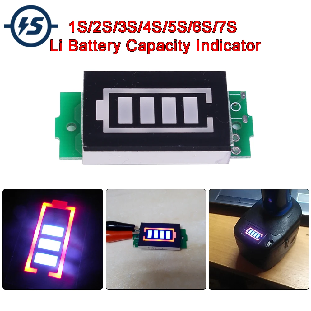 1S 2S 3S 4S 6S 7S Series Li Lithium Battery Capacity Indicator Display Module Electric Vehicle Battery Power Tester for 18650