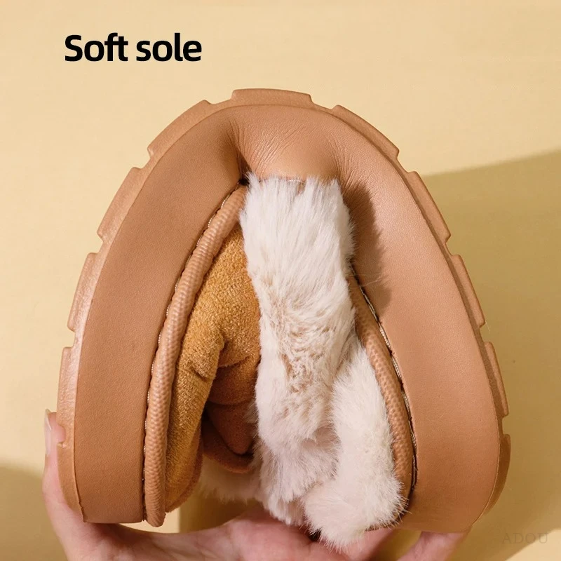 Winter Warm Sports Fluffy Slippers Women Thick Sole Non Slip Plush House Shoes Woman Fashion Faux Fur Platform Indoor Slippers image 5