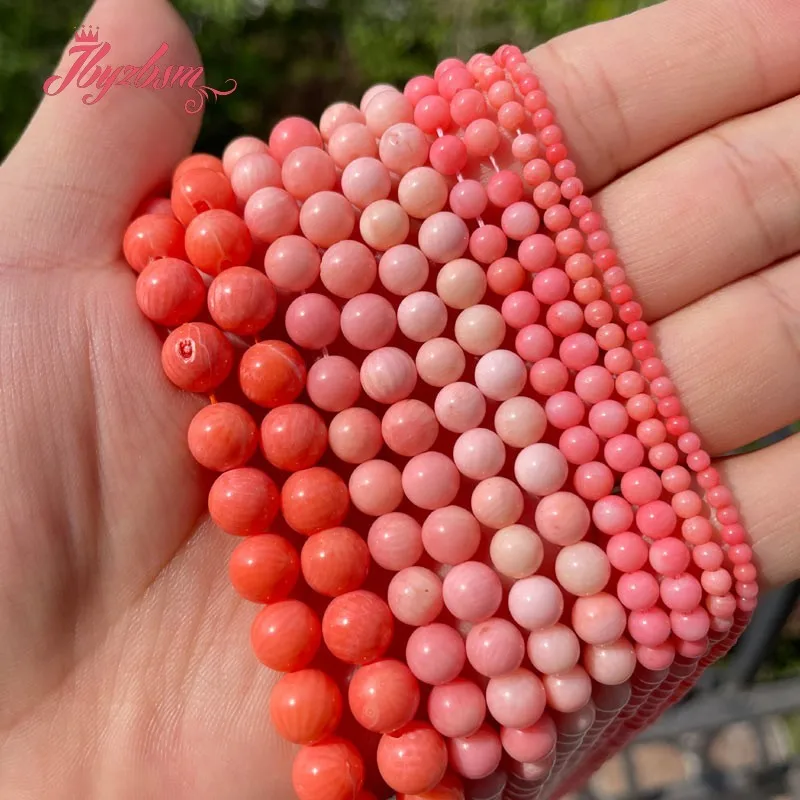 2/3/4/6/7/8mm Natural Pink Coral Smooth Round Bead Loose Stone Beads For DIY Necklace Bracelets Jewelry Making 15\