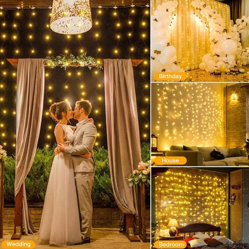 LED String Lights Copper Wire Fairy Lights Remote Control  Twinkle Lights Curtain LED String Lights Wedding Christmas Home Decor