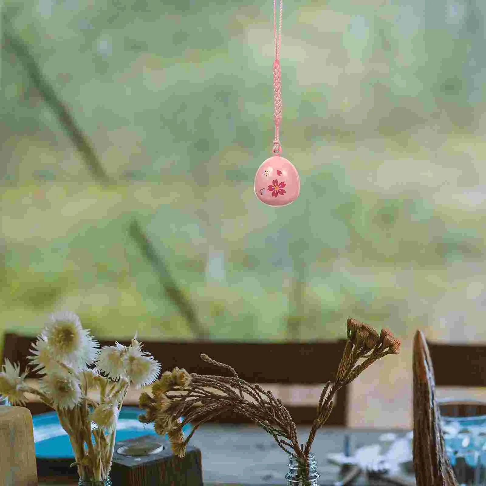 Japanese Phone Charms Key Ring Decor Cherry Blossom Water Sound Bell Lanyard for Hanging Accessories Mobile Chain Copper