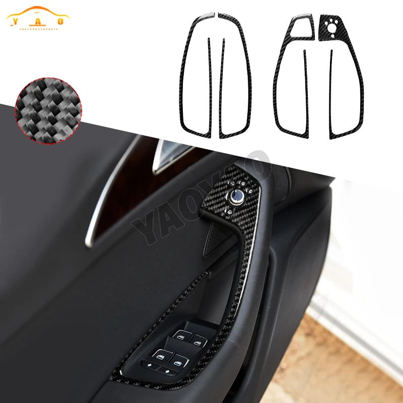 

For Audi A6 A7 S6 S7 C7 4G8 2012-2018 Real Carbon Fiber Window Glass Lift Switch Panel Cover Sticker Car Decoration Accessories