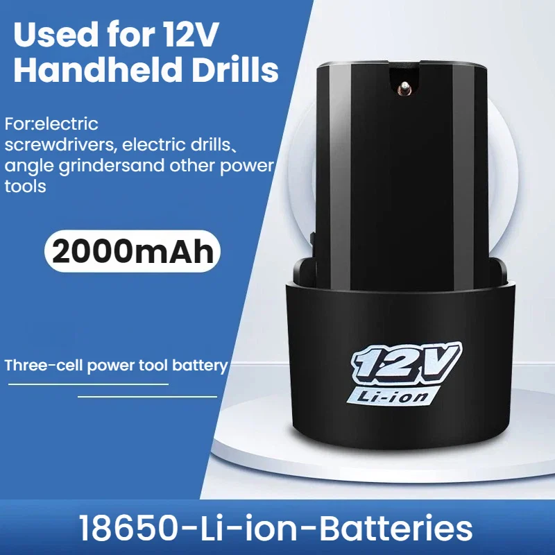 

Universal 12V Lithium Ion Power Tool Battery 2000mAh Replacement for Bosch Dewalt Makita Black & Decker Hand Drill Battery Packs