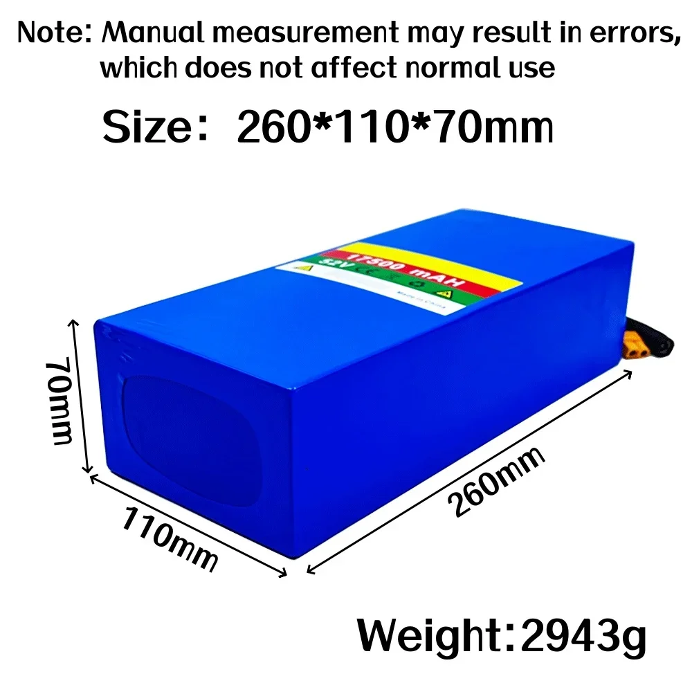 52V 17500mAh 14S5P lithium battery pack, 1500W high-power Built-in BMS suitable for electric bicycles, scooters+58.8V 2A charger