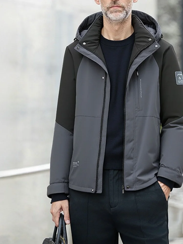 

ex Hooded down Jaet Removable Warmth Casual Sle Polyester Fabric Busin Casual Thiened Ci Leisure White Goose down