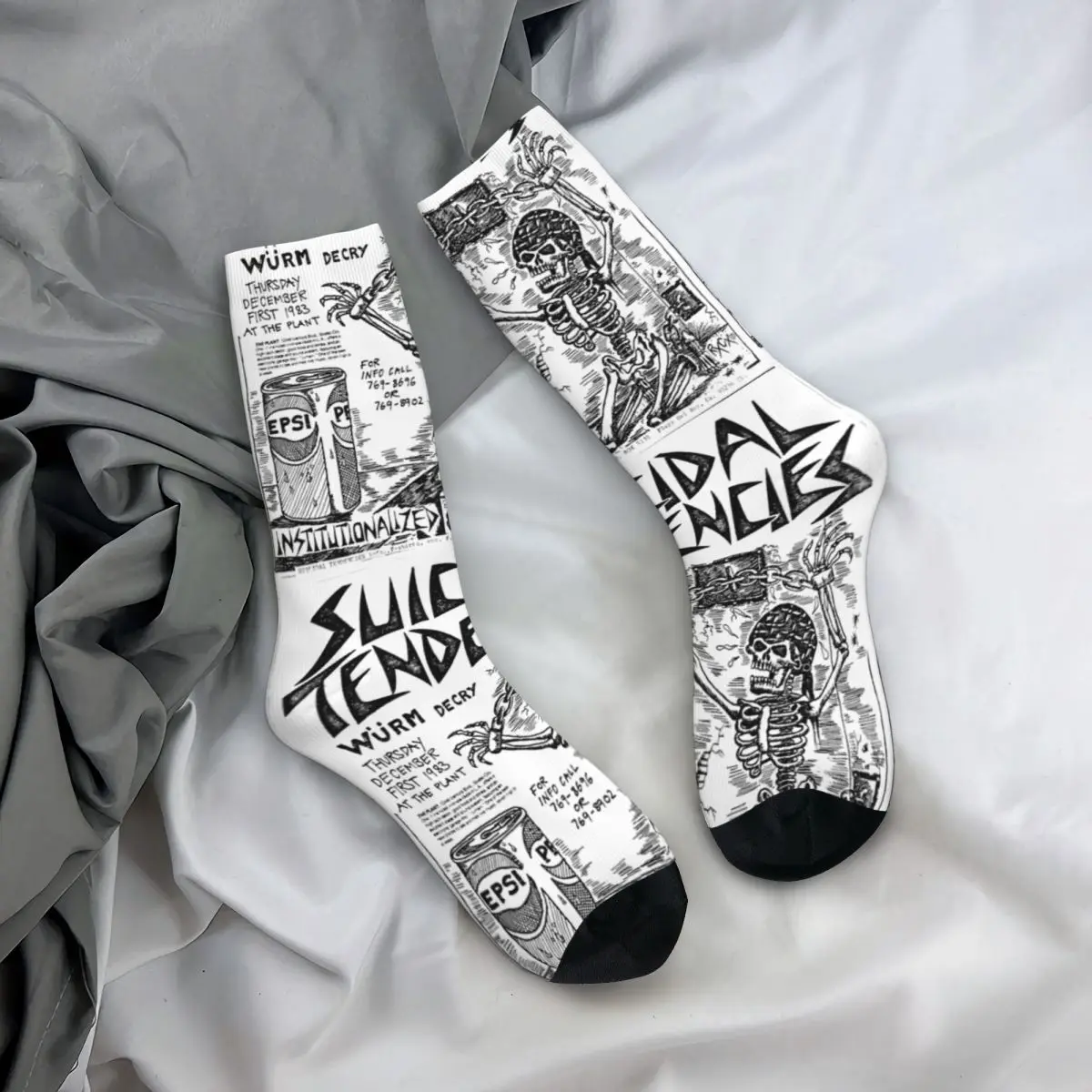 Music Suicidal Tendencies Rock Band Merch Crew Socks Sweat Absorbing punk heavy Graphic Long Socks Cotton for Womens Present