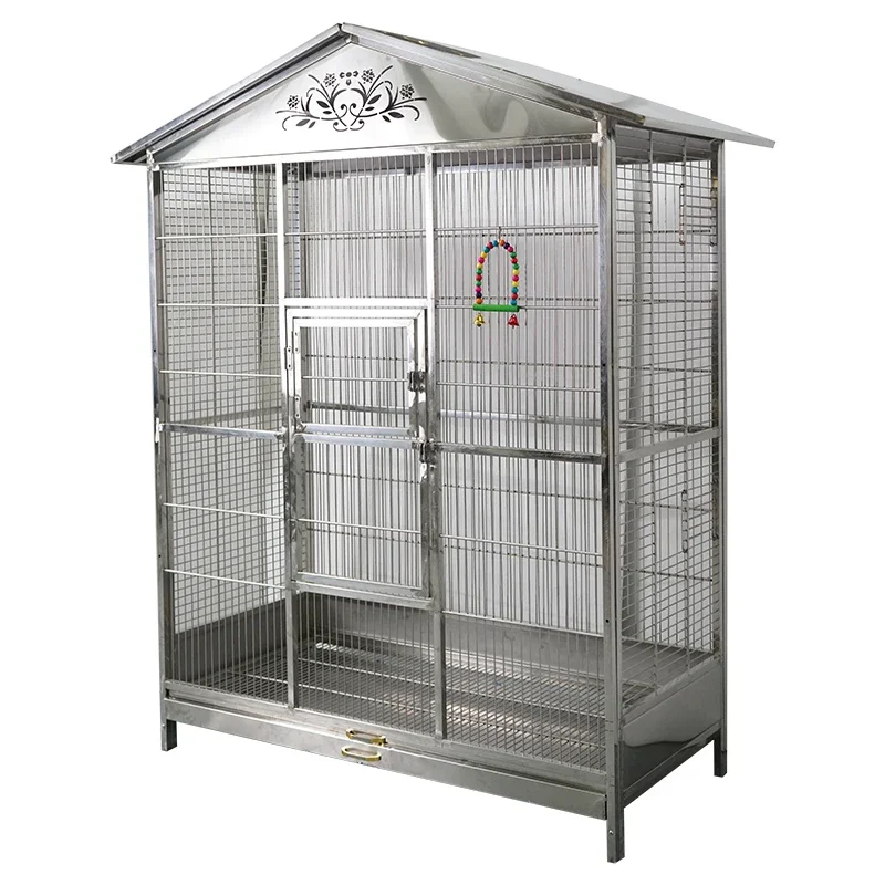 

Electroplated Stainless Steel Large Flight Parrot Bird Cage with Rolling Stand for Multiple Parakeets Conure Cockatiel Cage