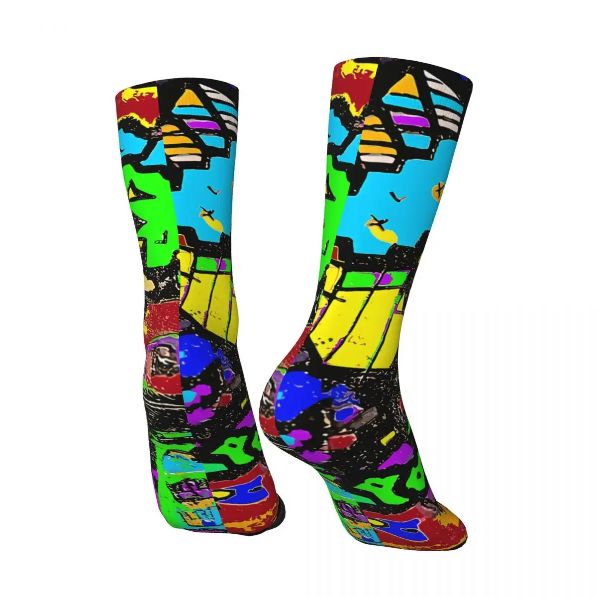 Funny Crazy Sock for Men Sucre77 Design Hip Hop Harajuku Jigsaw Puzzle Happy Pattern Printed Boys Crew Sock Casual Gift