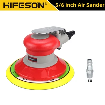 HIFESON 5/6 นิ้ว PNEUMATIC Air Orbital Sander 125/150mm Air Sanding Machine Polisher Air เครื่องมือรถไม้ขัดโลหะ