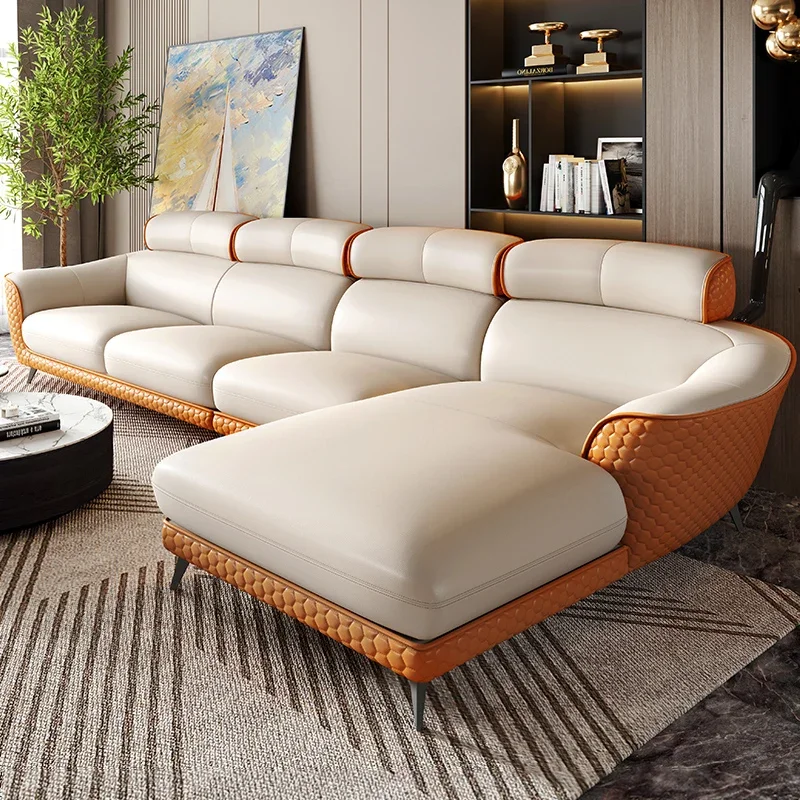 

Cozy Designer Modern Sofa Luxury Genuine Leather Loveseat Lounge Sofa Sectional Corner Woonkamer Banken Apartment Furniture