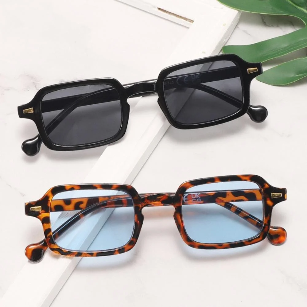 Sun Glasses Casual Men UV400 Protection Rivets Decoration Vintage Women Rectangle Luxurious image 5