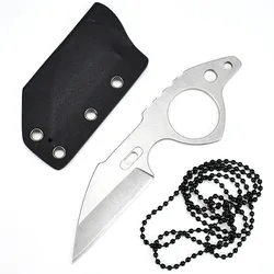 Stainless Steel Small Fixed Blade Knife Unfoldable Outdoor Camping Survival Neck Knifes Portable Carry Hand Tools With Scabbard