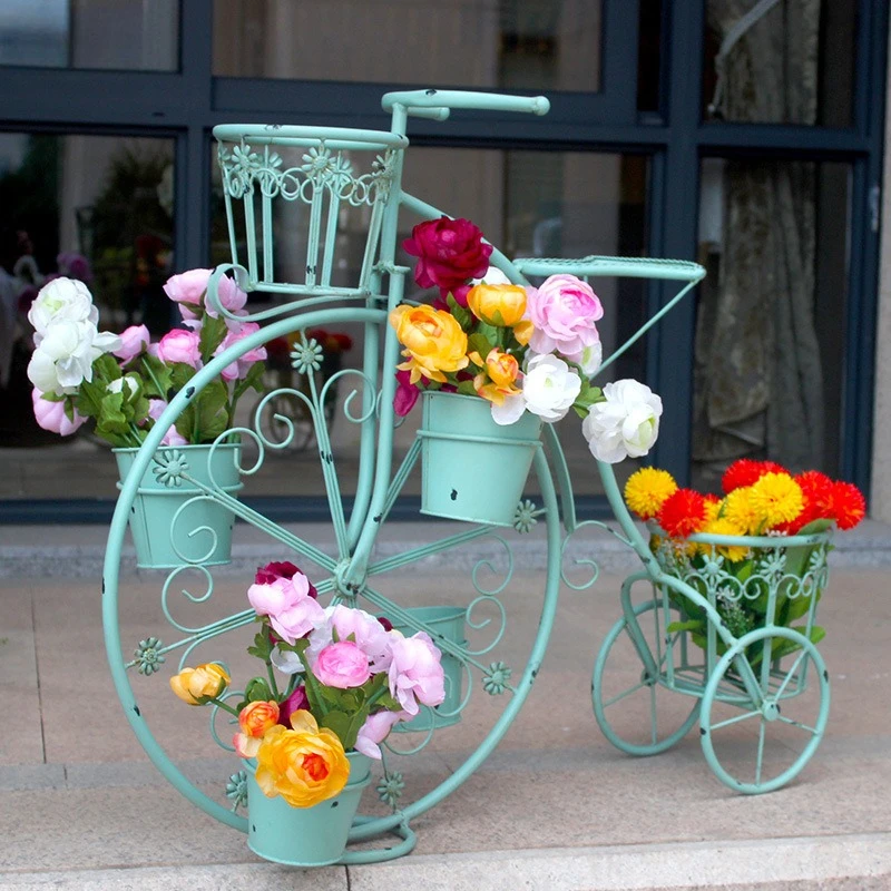 

Creative bicycle plant shelves Balcony display aesthetic design plant stand vintage simple muebles jardin outdoor furniture