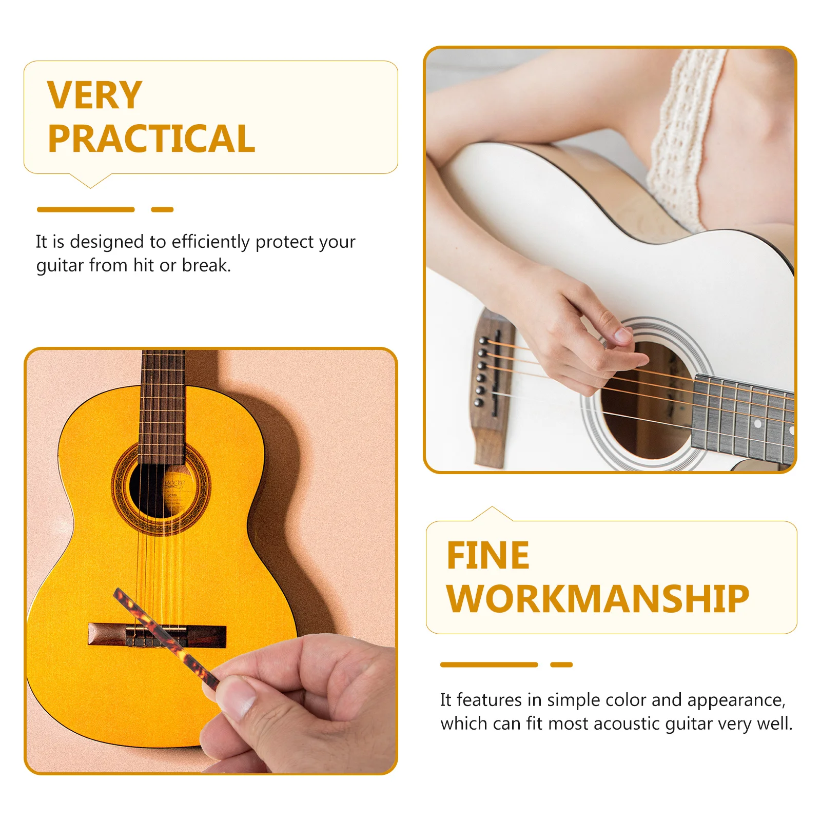 

2pcs Guitar Binding Strip Acoustic Accessories Durable Plastic Edge Protection Trim Strips For Guitar Ukulele Decorative Parts