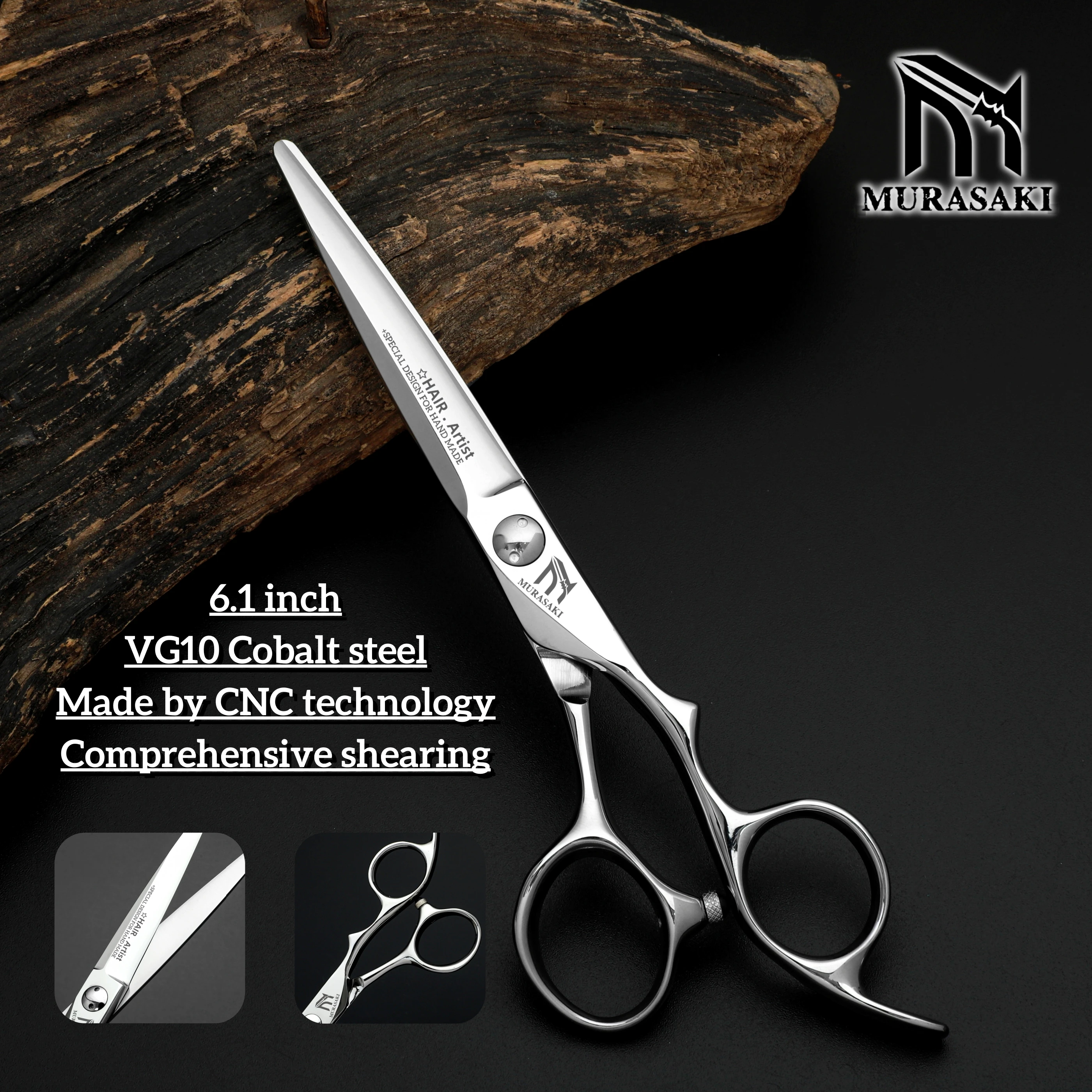 MURASAKI Profi-Friseurschere, Japan VG10 Stahl 6,5 Zoll Barbier-Schere, Patentiertes Hohlkammer-Design Haarschneidewerkzeug – Detail 22