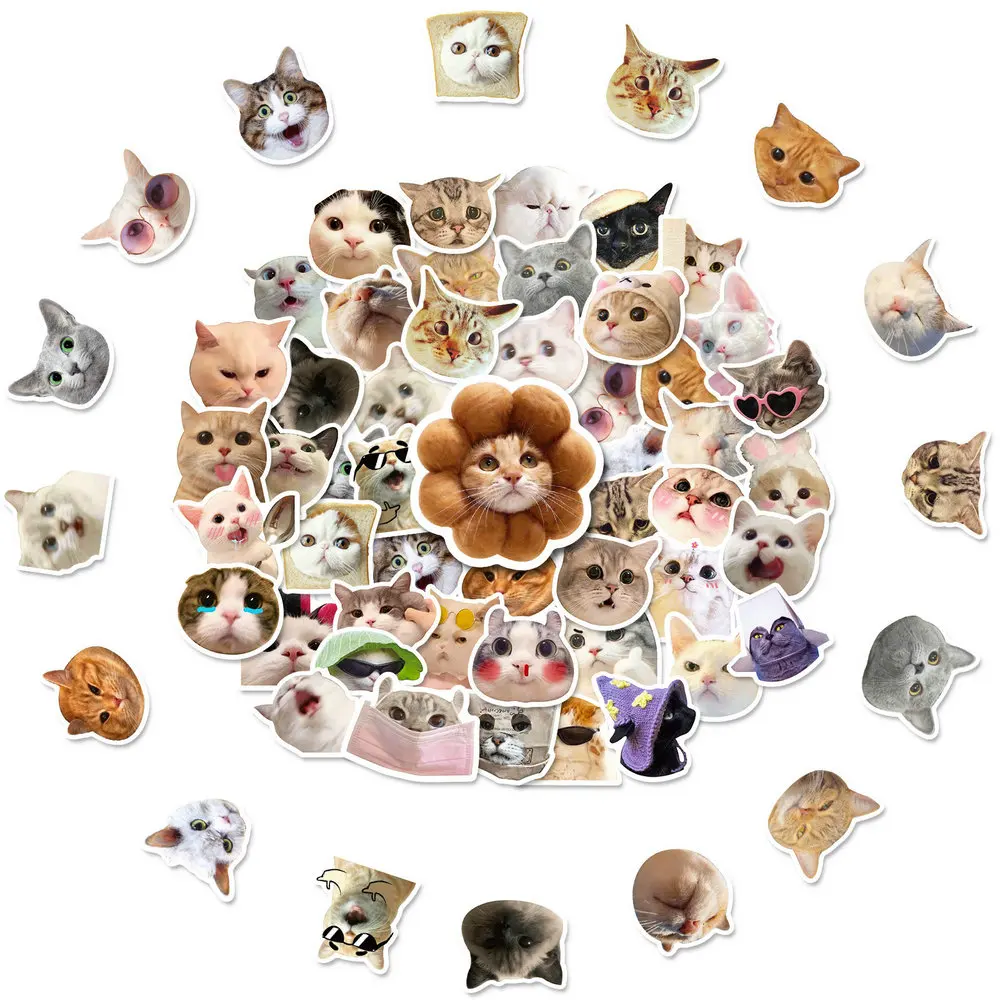 Animals Cartoon Cats Cute and Funny Emojis DIY Graffiti Bread Portrait Self-adhesive Stickers Kids Toy Stationery Luggage