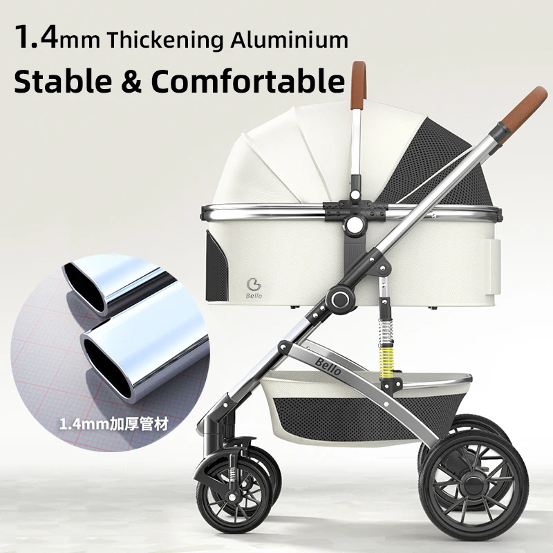 Bello Luxury Pet Stroller Modern Detachable Medium and Large Cart Aluminum Alloy Cat Dog Parm PU Wheels