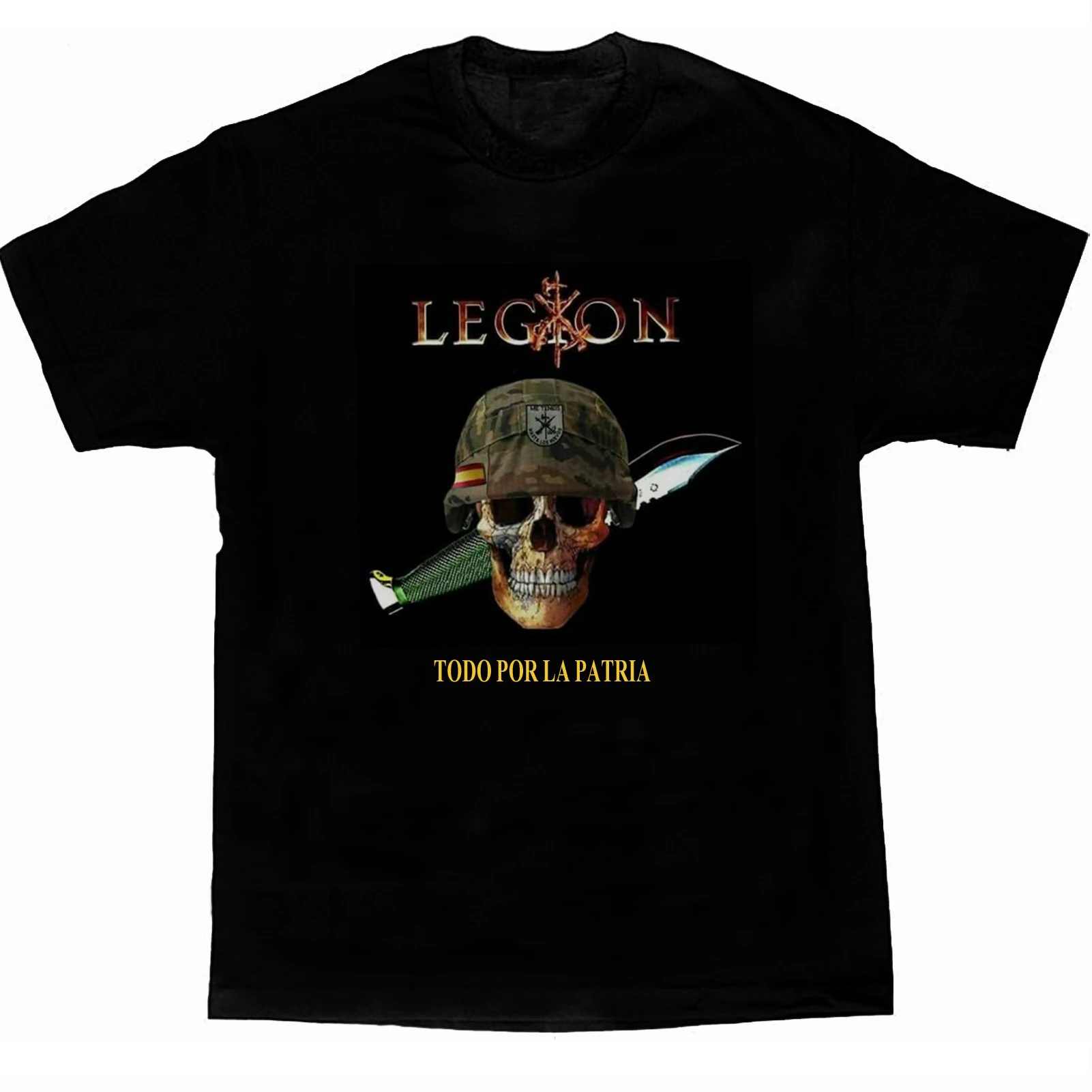 

"Todo Por La Patria" Spanish Legion Soldier Skull T-Shirt New 100% Cotton Short Sleeve Casual Mens T-shirt Streetwear