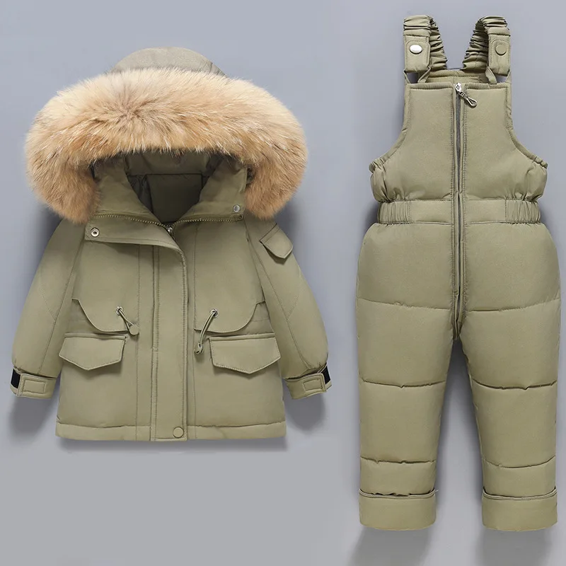 Children's Down Jacket Set for Boys and Girls 2024 New Winter Baby Down Jacket Two Piece Set