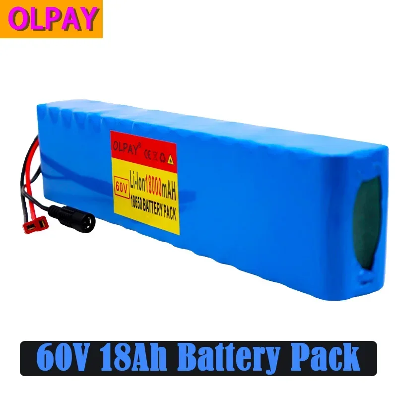 60V 16S2P 18Ah 18650 Li-ion Battery Pack 67.2V 18000mAh Ebike Electric bicycle Scooter with BMS 1000 Watt BMS plug